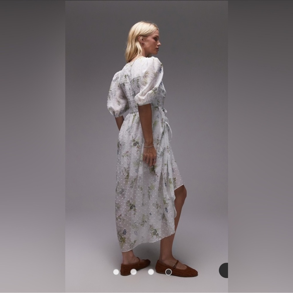 All Saints Serene Floral Midi Dress Smocking Sz 10 NWT Retail $345 - Picture 2 of 9